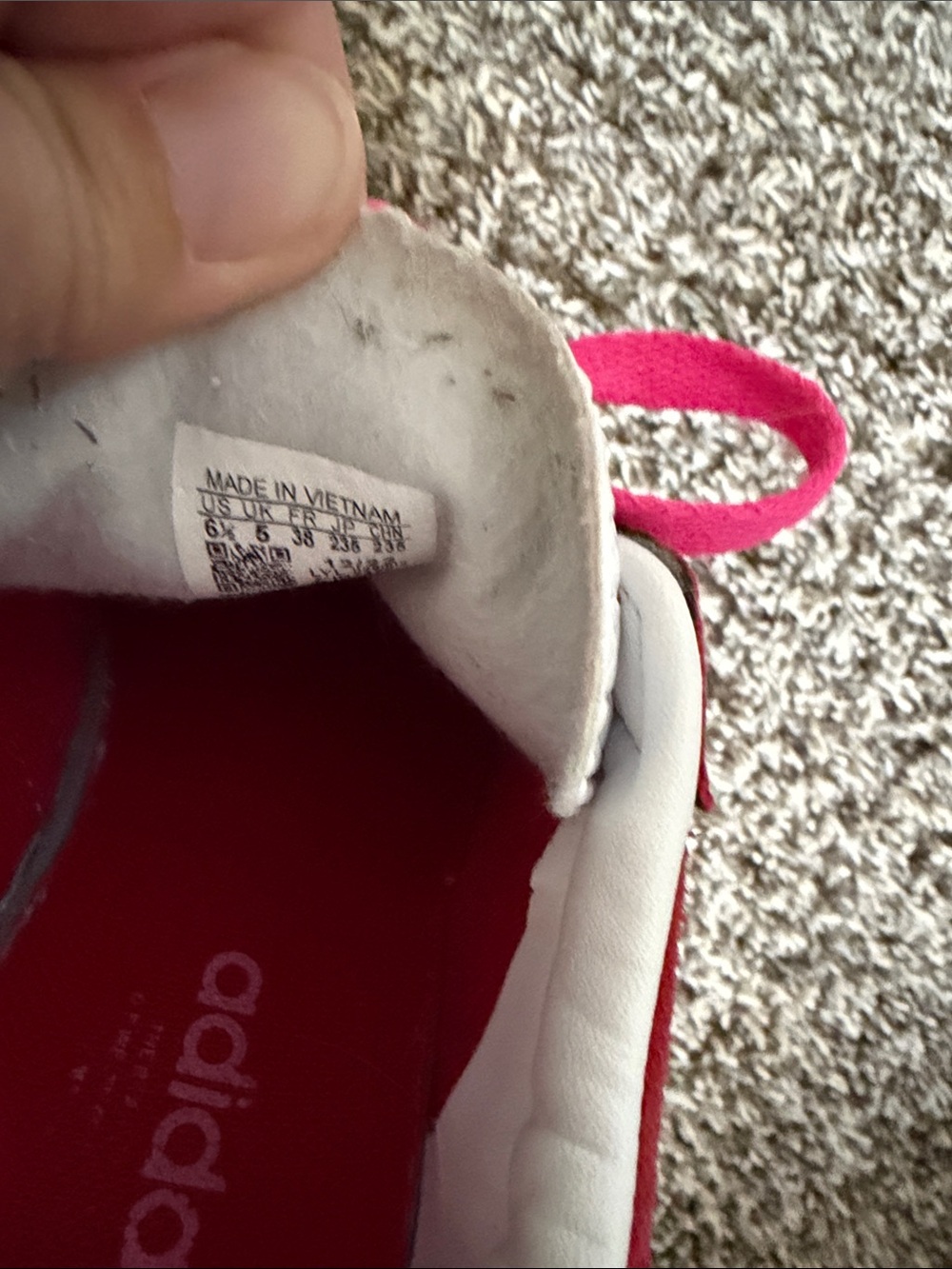 adidas Gazelle Sneakers in Red and Hot Pink with Gum Sole - Picture 8 of 8